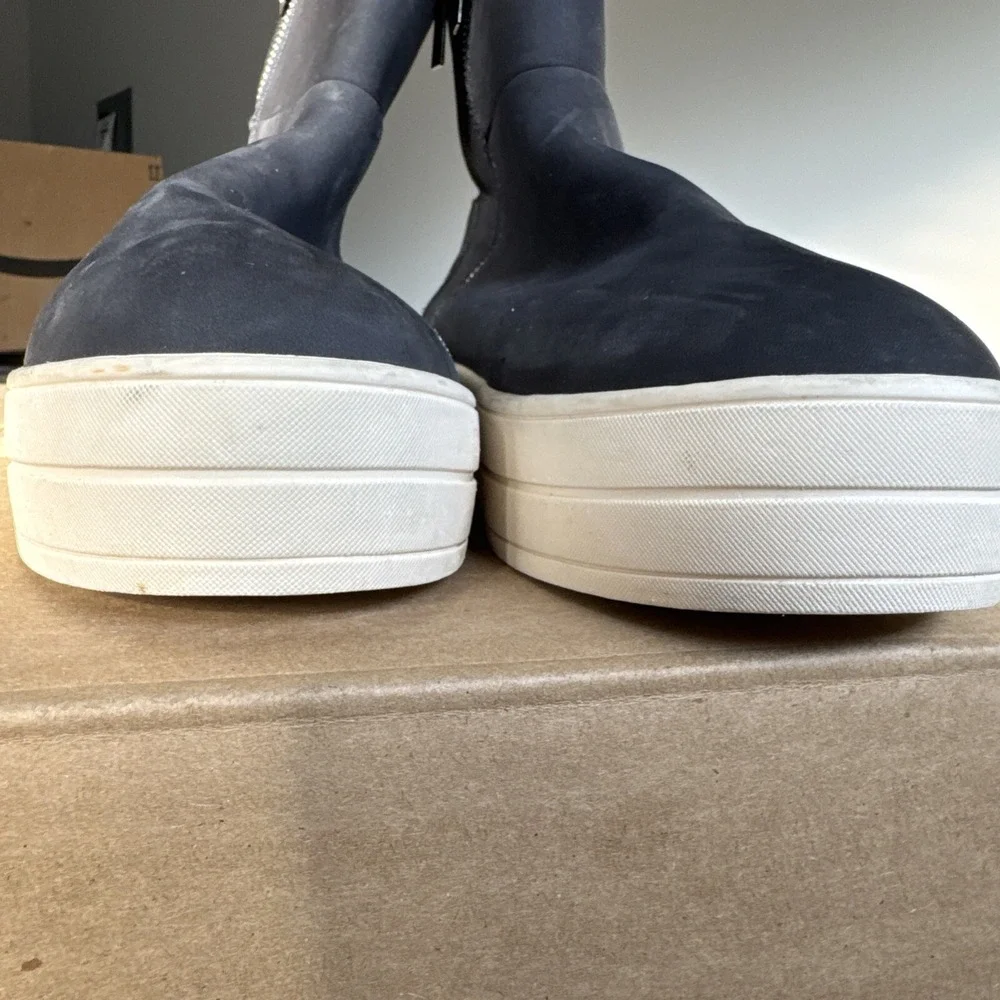 J/Slides NY Blue‎ Suede Side Zip High Top Sneakers Women's 9 Faux Fur Lined
